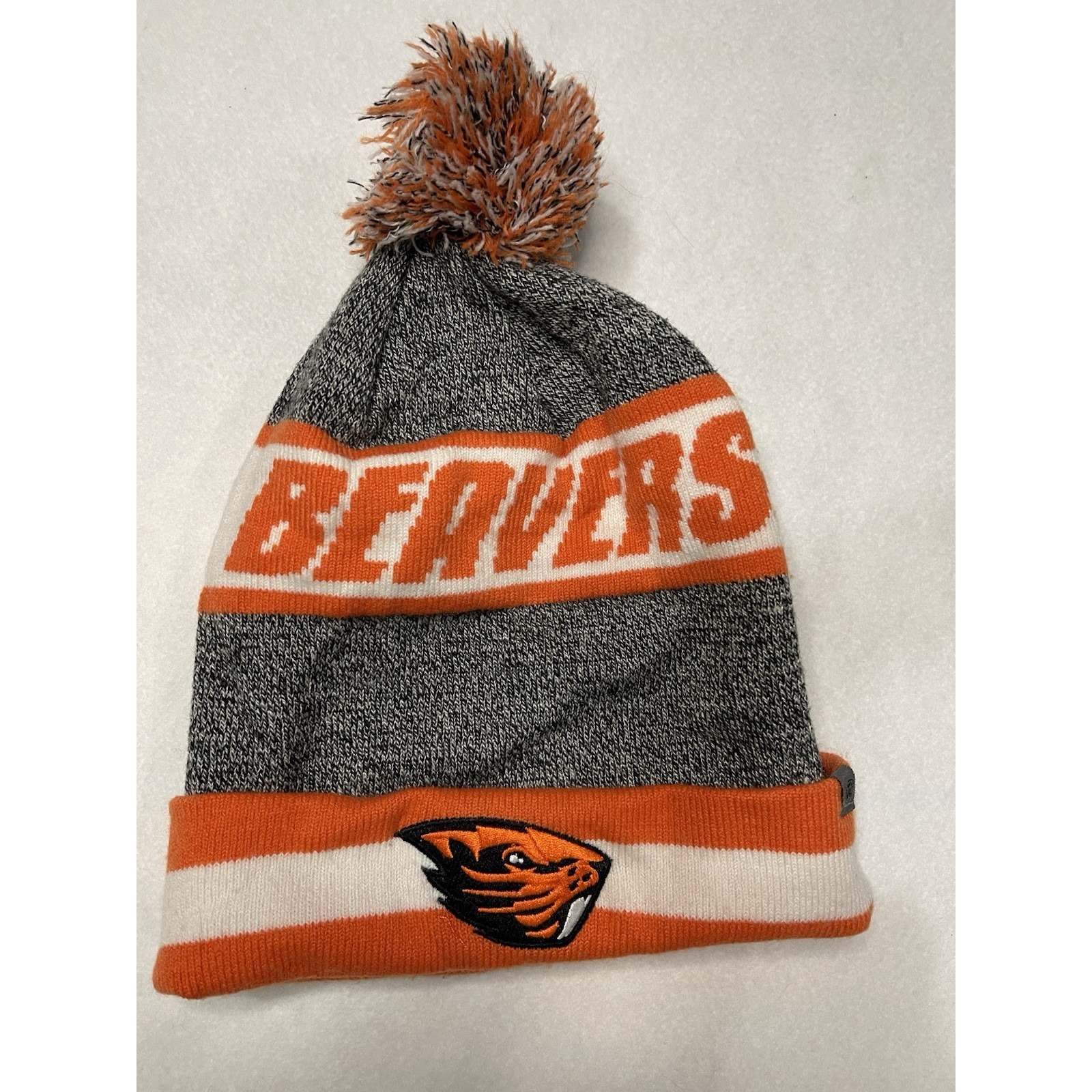 Oregon State Beavers Beanie Winter Hat Black And Orange Pom Hat